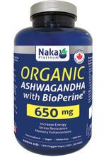 Load image into Gallery viewer, NAKA Platinum Ashwagandha with BioPerine (650mg - 150 veg caps)
