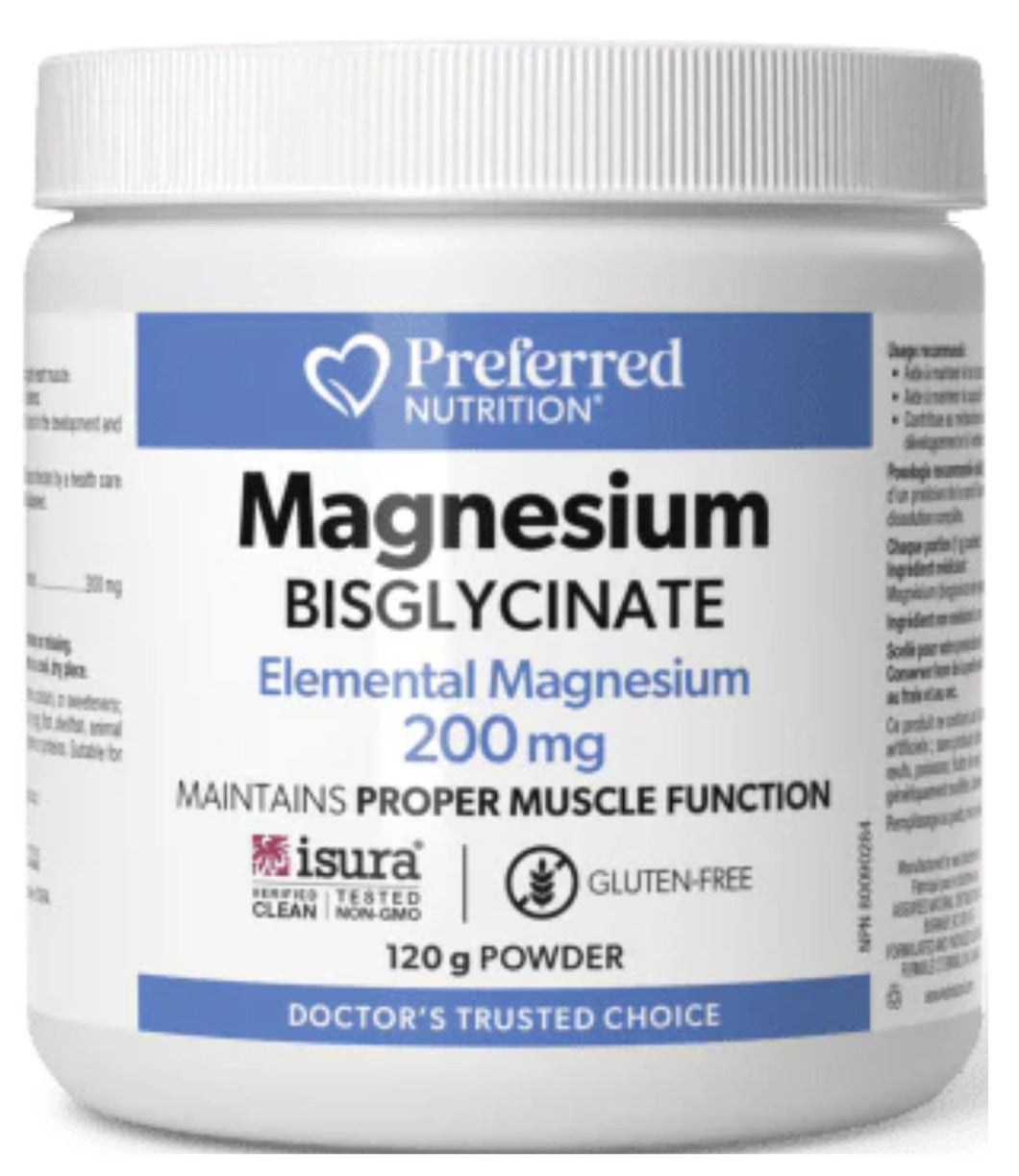 PREFERRED NUTRITION Magnesium Bisgylcinate (200 mg- buffered - 120 gr)